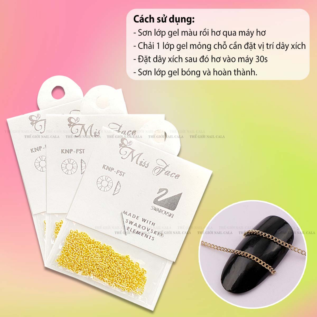 Dây xích trang trí móng  - Phụ kiện làm nail chuyên dụng - Dễ cắt ngắn để sáng tạo