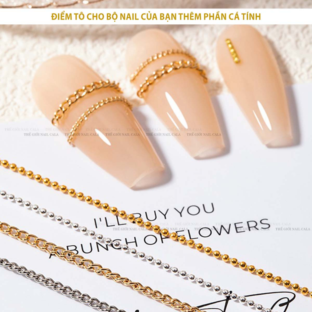 Dây xích trang trí móng  - Phụ kiện làm nail chuyên dụng - Dễ cắt ngắn để sáng tạo