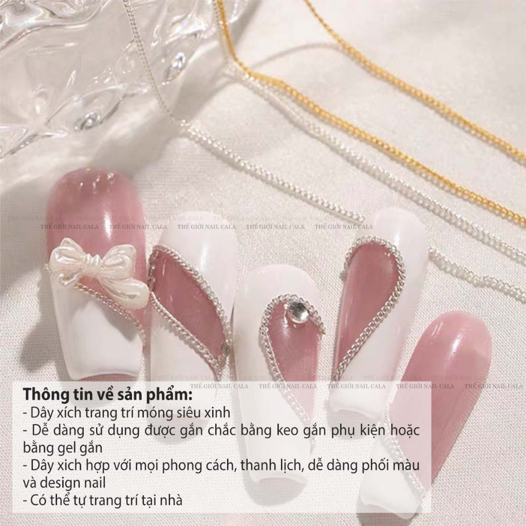 Dây xích trang trí móng  - Phụ kiện làm nail chuyên dụng - Dễ cắt ngắn để sáng tạo