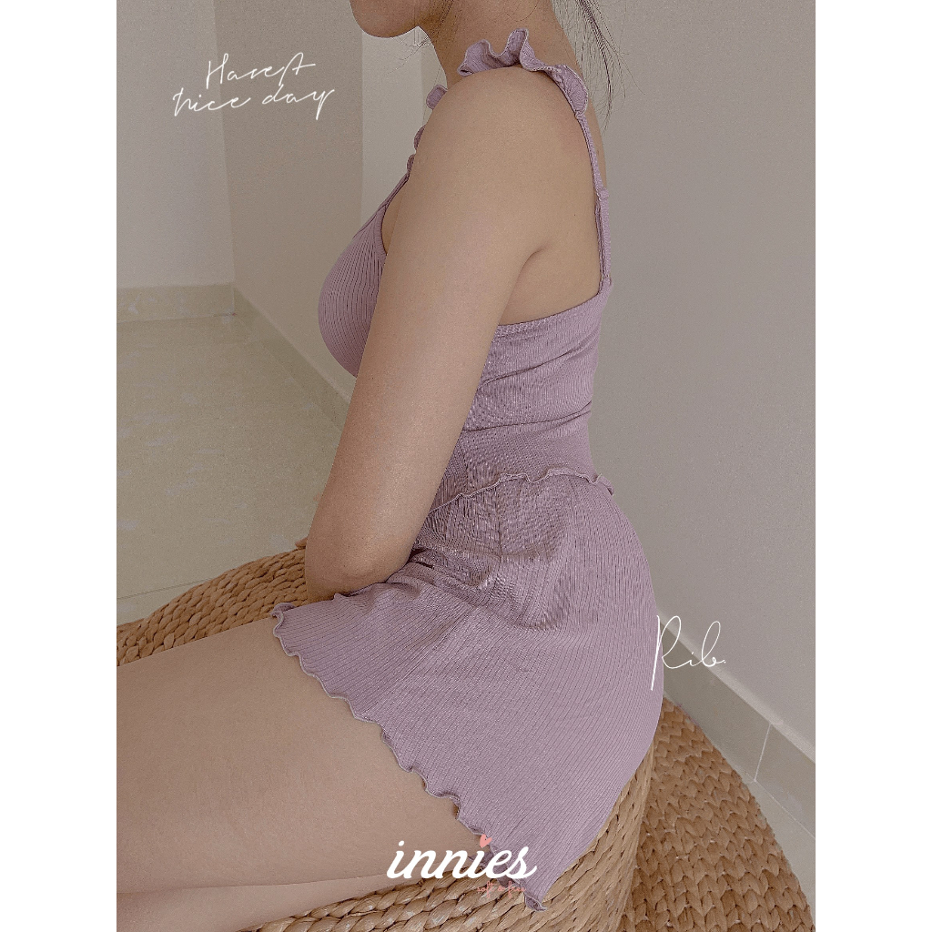 Bộ 2 dây cánh tiên nhỏ cho nữ cao cấp, tone màu pastel dễ thương, chất vải thun rib co giãn & đàn hồi tốt Innies
