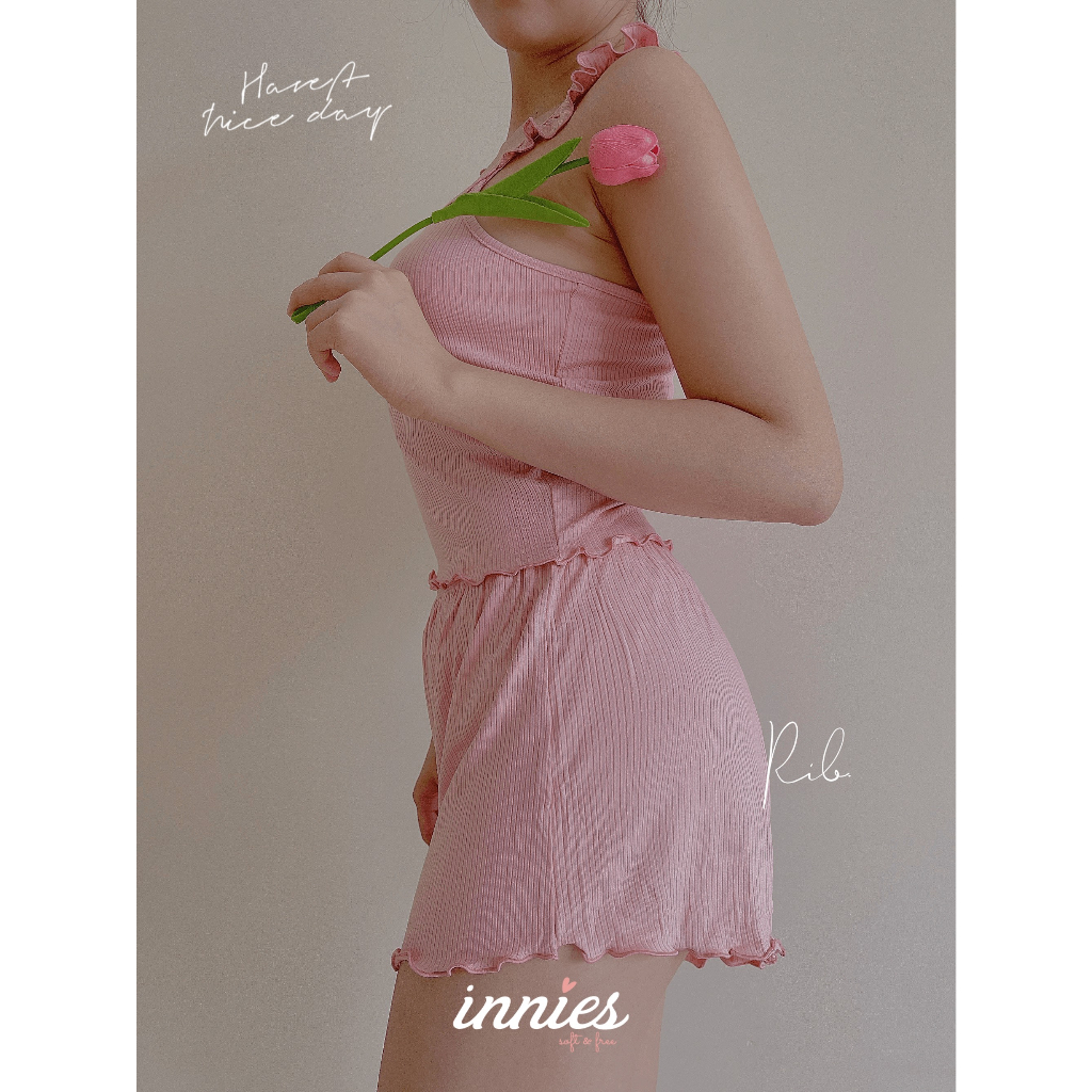 Bộ 2 dây cánh tiên nhỏ cho nữ cao cấp, tone màu pastel dễ thương, chất vải thun rib co giãn & đàn hồi tốt Innies
