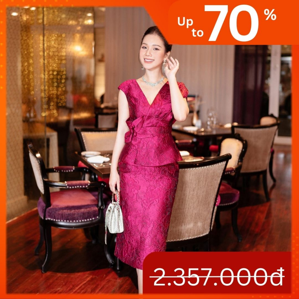 Đầm tím hồng peclum