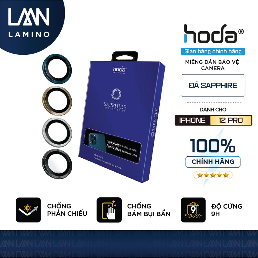Cường lực bảo vệ lens camera HODA bằng Sapphire nguyên khối chống trầy xước có khung trợ dán cho iPhone 12 Pro