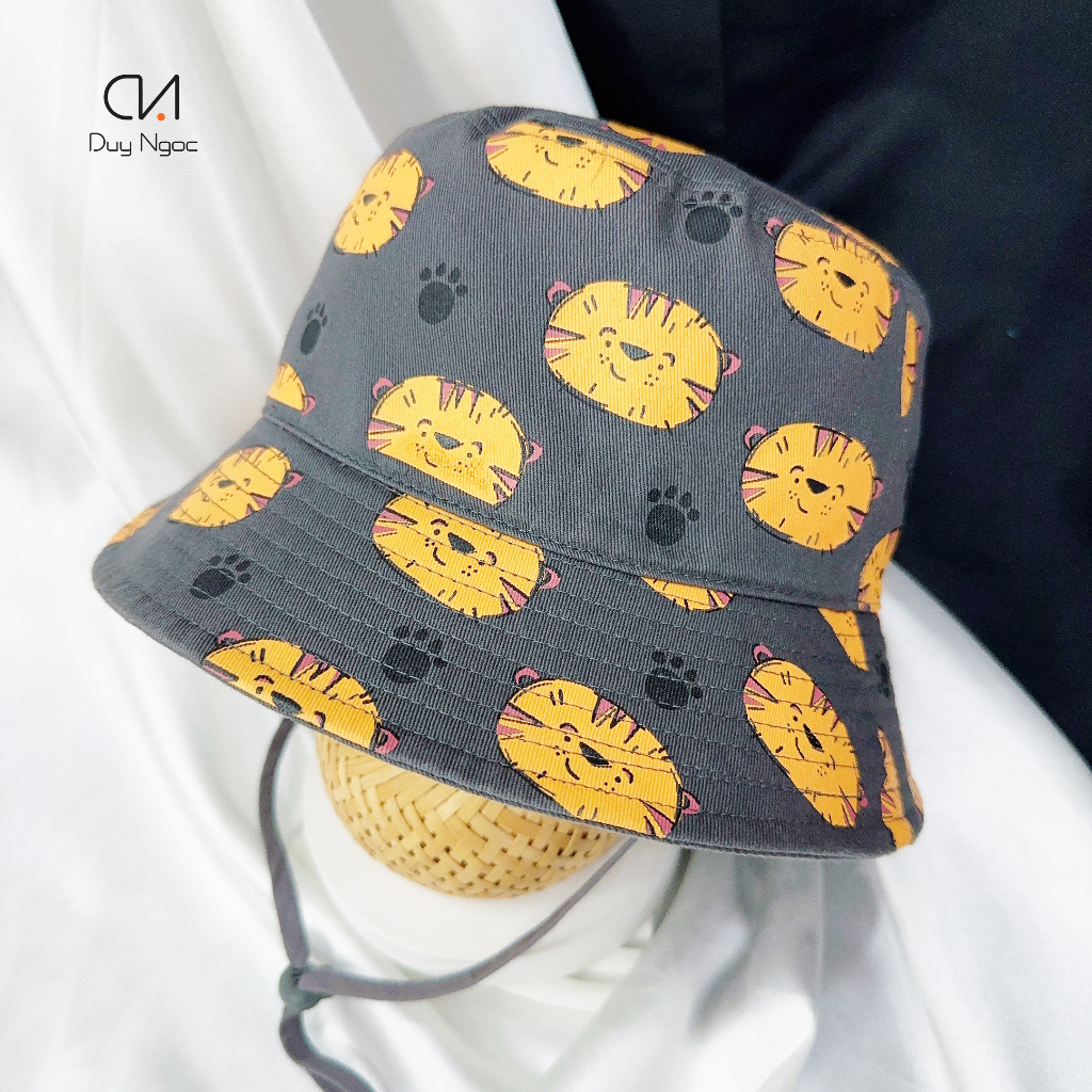 (Size 54) Mũ nón Bucket cho bé in hổ cute Duy Ngọc -Chất liệu cotton thân thiện với da, thiết kế ngộ nghĩnh (3636)