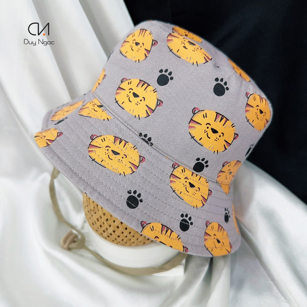 (Size 54) Mũ nón Bucket cho bé in hổ cute Duy Ngọc -Chất liệu cotton thân thiện với da, thiết kế ngộ nghĩnh (3636)