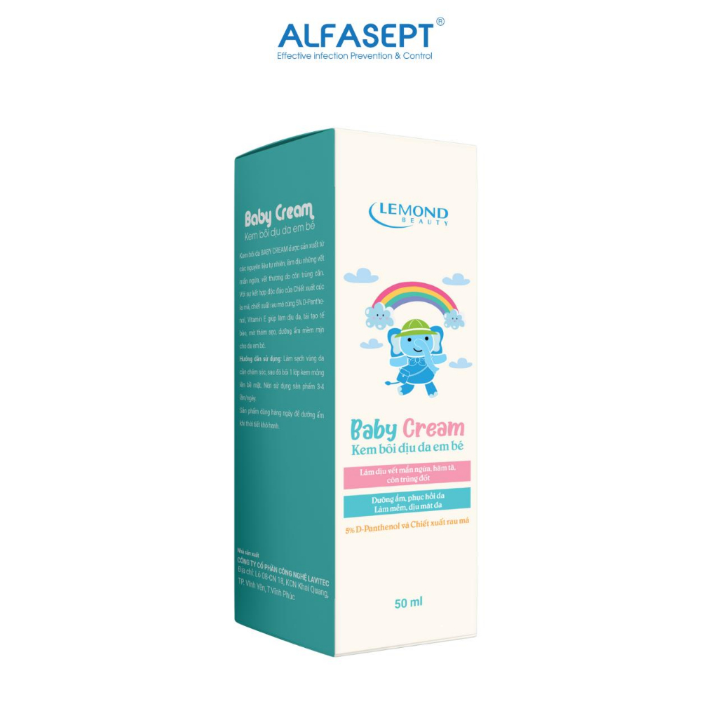 Kem Bôi Da Em Bé ALFASEPT Lemond Baby Cream Dưỡng Ẩm Và Làm Dịu Vết Mẩn Ngứa, Sưng Tấy Tuýp 50ml