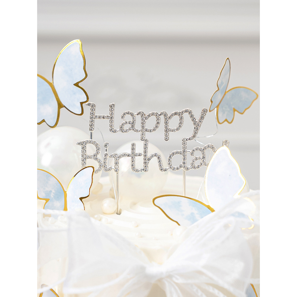 -Chữ HPBD đính đá- Trang trí bánh sinh nhật bánh kem