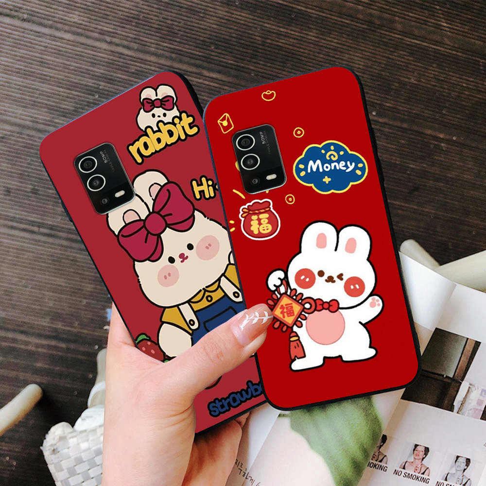 Ốp lưng oppo a55 4g / oppo a55 5g in hình thỏ dâu cute