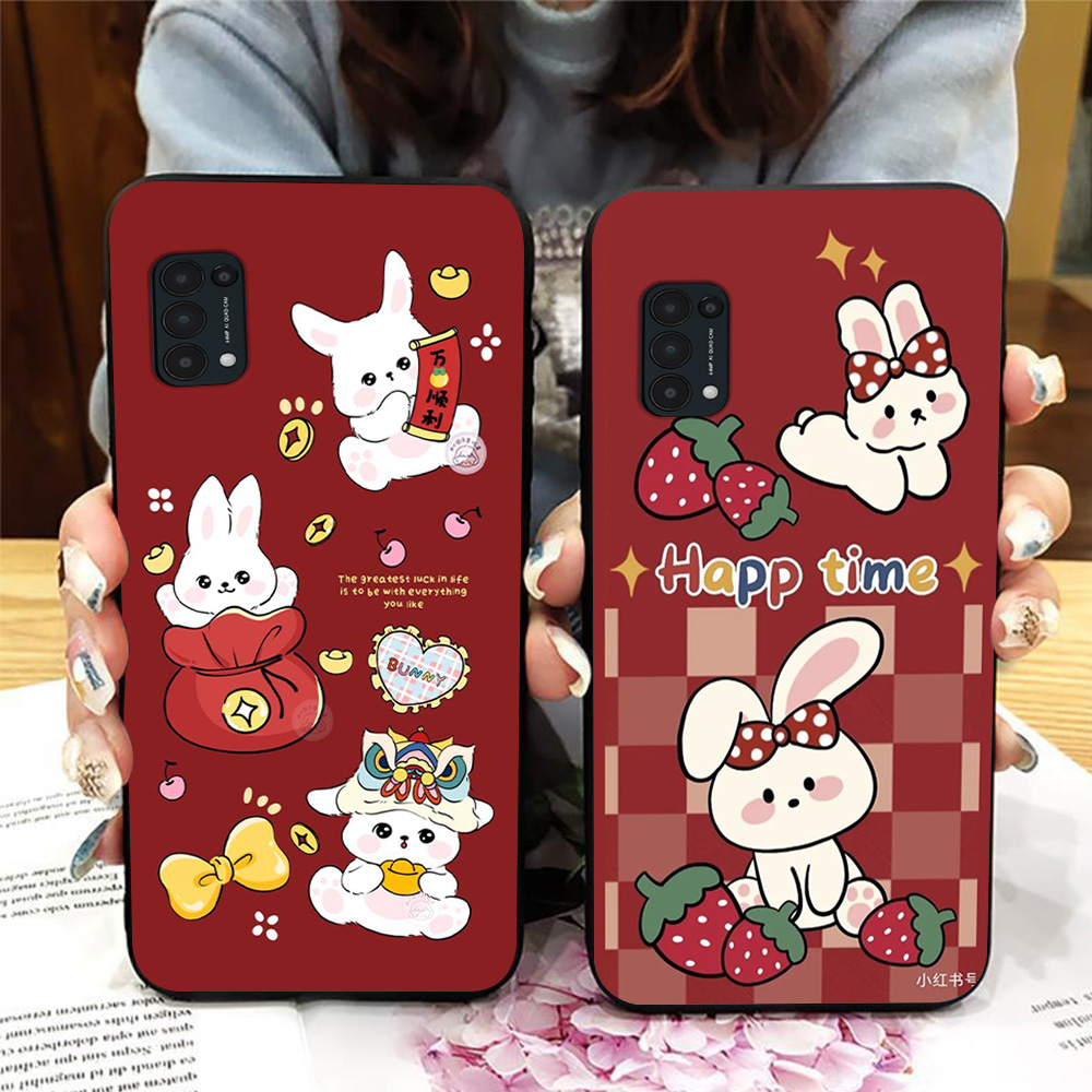 Ốp lưng oppo reno 5 / oppo reno 5 4g / oppo reno 5 5g in hình thỏ dâu cute
