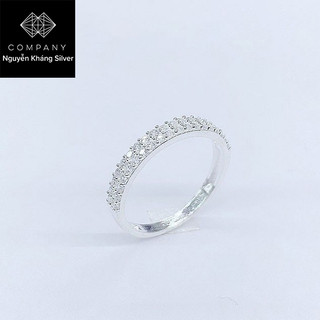 1.5cm, 1.7cm Nhẫn bạc nữ, gắn 2 hàng đá trắng, đeo ngón út, ngón giữa, ngón trỏ