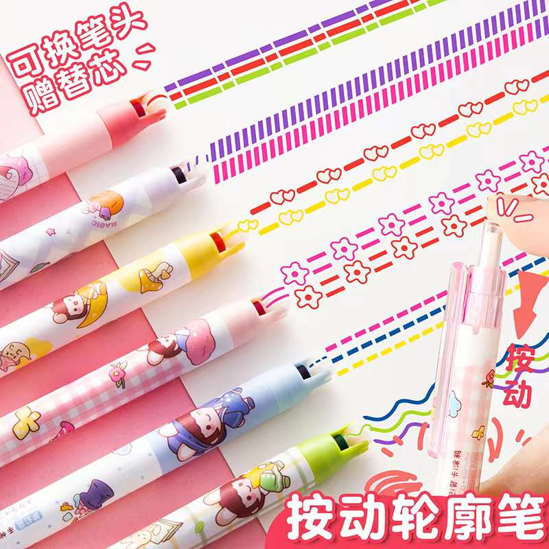 Bút Highlight, Bút Lăn Bút Đánh Dấu Nhanh Khô Hình Đa Dạng Nhiều Màu Sắc