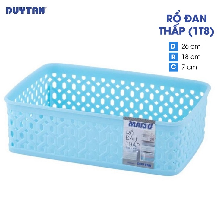 Rổ đan thấp nhựa DUY TÂN Matsu 1T8 (26 x 18 x 7 cm) - 12071