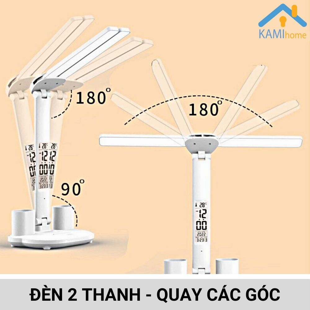Đèn học để bàn màn hình hiển thị 2 đầu led chống cận thị sạc tích điện mã 36037