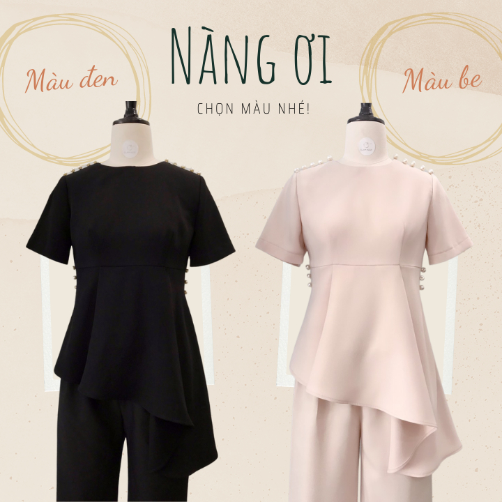 Áo bầu xinh bigsize phối quần bầu dáng suông chất liệu co giãn hàng thiết kế chính hãng Glam Nest AS035