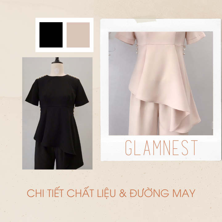 Áo bầu xinh bigsize phối quần bầu dáng suông chất liệu co giãn hàng thiết kế chính hãng Glam Nest AS035