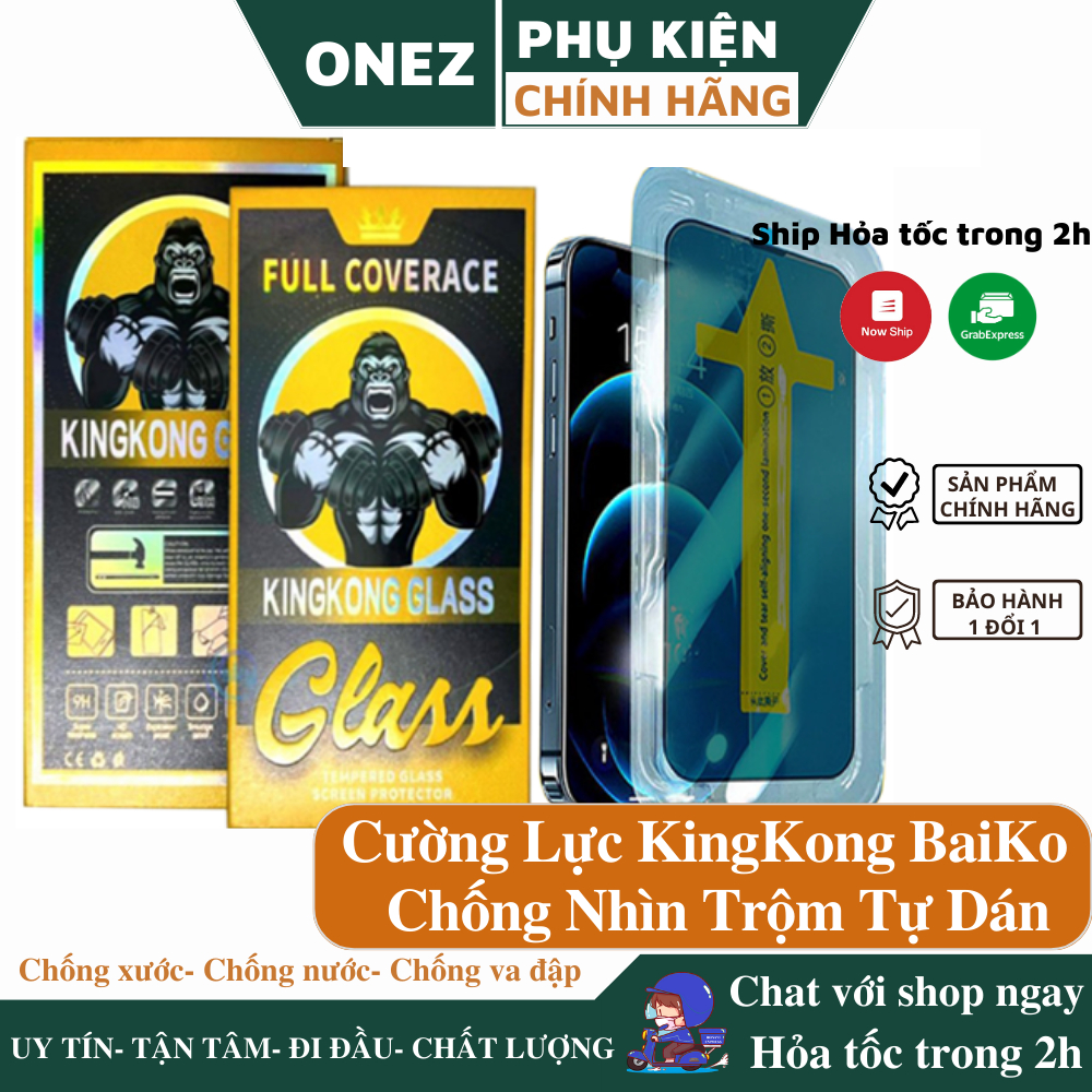 kính cường lực tự dán chống nhìn trộm của iphone full màn BAIKO kingkong tự dán Blue Arrow nhà ONEZ