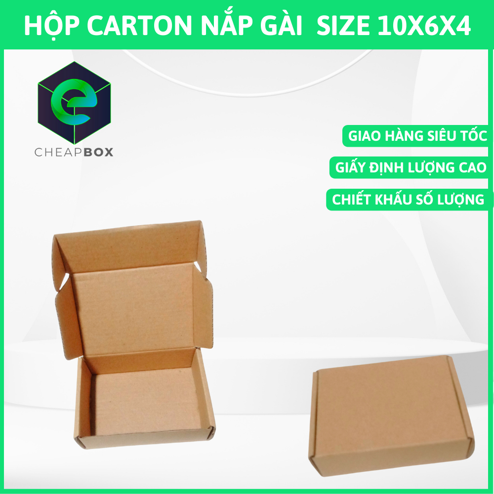Bộ 100 Hộp Carton CHEAPBOX 10x6x4 nắp gài, nắp cài