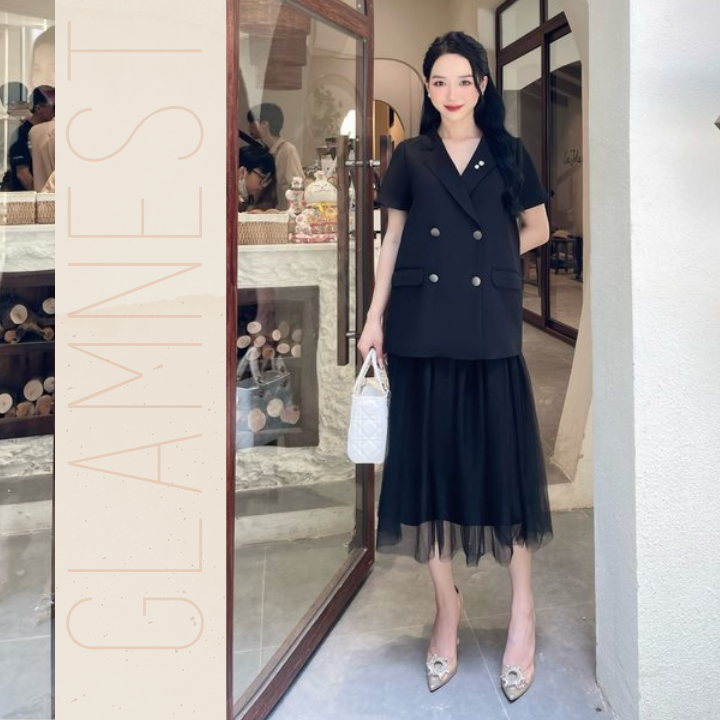 Áo Vest bầu ngắn tay bigsize màu đen basic chất đũi Thái cao cấp hàng thiết kế Glam Nest AV002