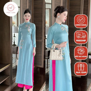 Áo dài truyền thống thêu hoa chất liệu lụa cao cấp - Shop Áo Dài Mộc Lâm- AD41