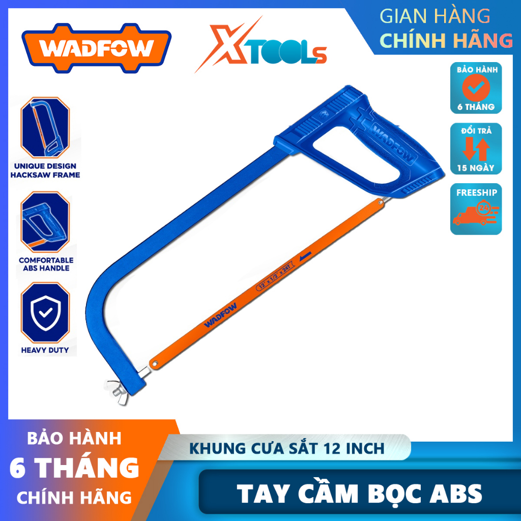 Khung cưa sắt WADFOW WHF3138 300mm cưa sắt cầm tay bọc ABS mềm dẻo Lưỡi cưa khung sắt bằng thép 65Mn chống rỉ sét va đập