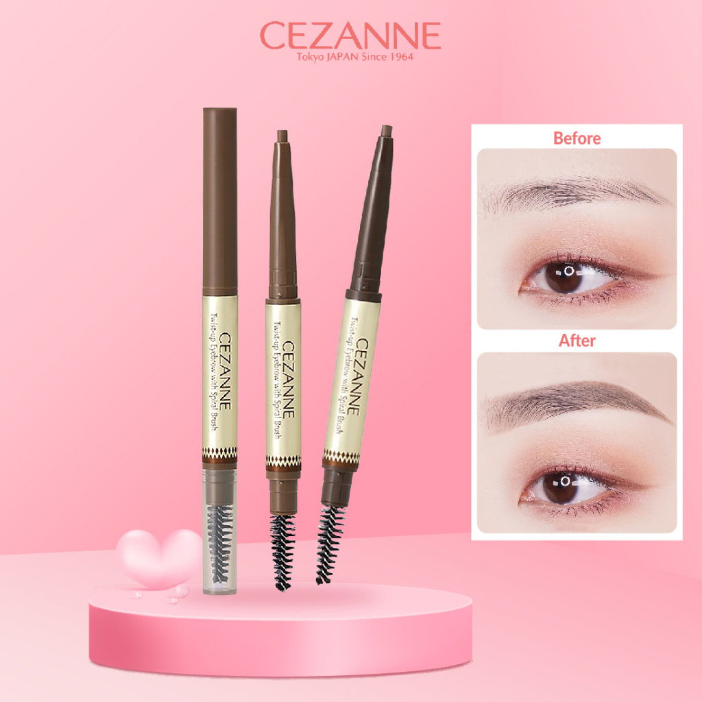 Chì Kẻ Lông Mày Cezanne Twist-Up Eyebrow With Spiral Brush Nhật Bản Chống Nước Lâu Trôi 0.23g