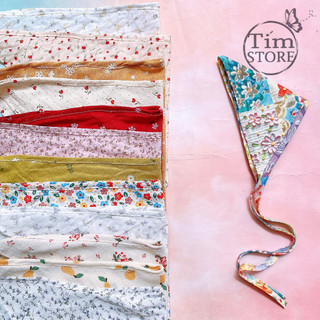 Khăn tam giác băng đô bandana hoa vải đẹp làm turban TÍM STORE phụ kiện cột tóc dễ thương
