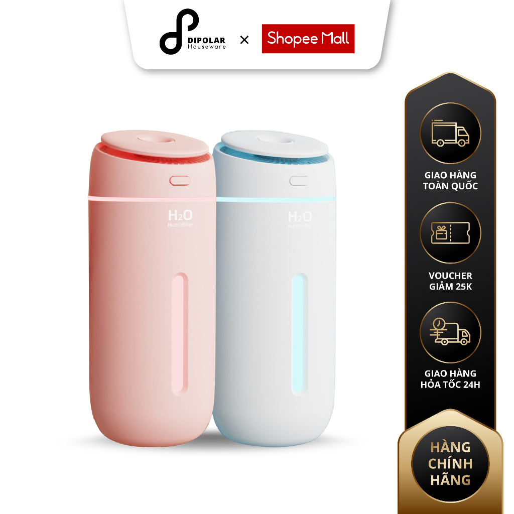 Máy Phun Sương Mini DIPOLAR Máy Tạo Độ Ẩm Xông Tinh Dầu Có Đèn Led Tự Tắt Khi Hết Nước - DMPS01
