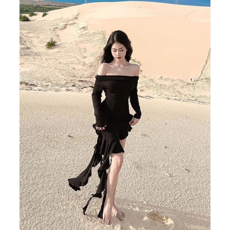 Đầm maxi trễ vai