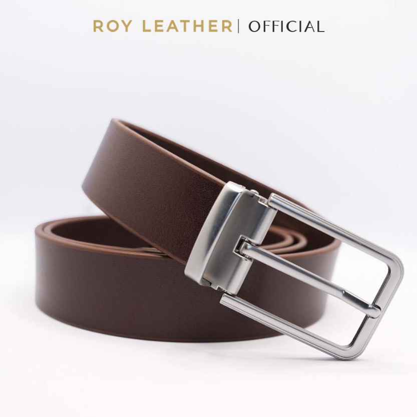 Thắt lưng nam da bò nguyên tấm khoá cài khuy D102 thương hiệu Roy Leather dây nịt nam da bò xịn
