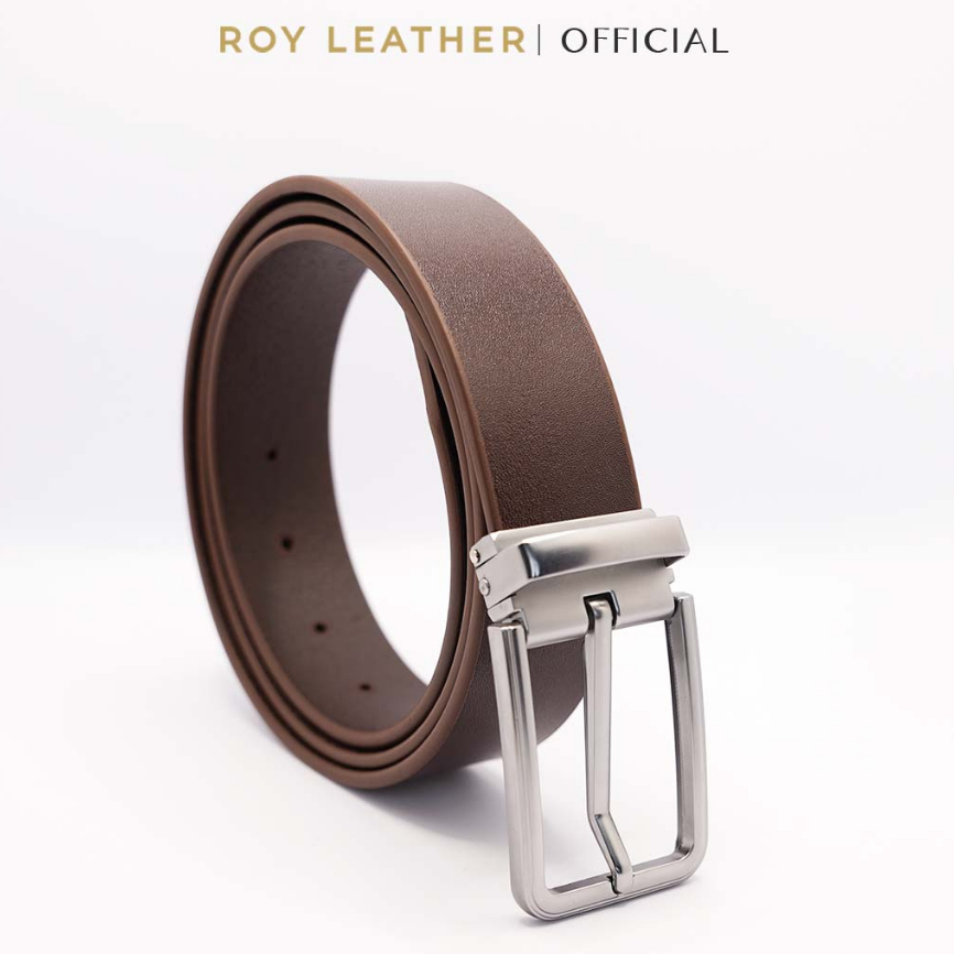 Thắt lưng nam da bò nguyên tấm khoá cài khuy D102 thương hiệu Roy Leather dây nịt nam da bò xịn