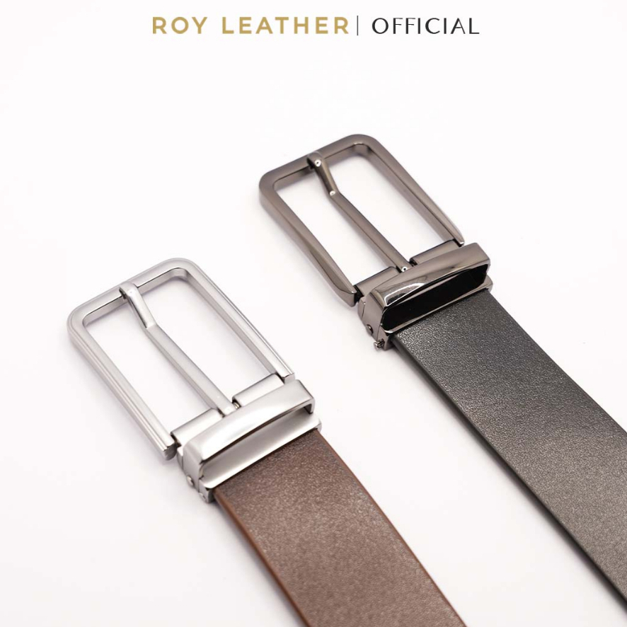 Thắt lưng nam da bò nguyên tấm khoá cài khuy D102 thương hiệu Roy Leather dây nịt nam da bò xịn