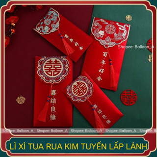 Bao Lì Xì Đỏ Kim Tuyến Đám Cưới Hỏi Phong Cách Sang Trọng, Quà Tặng Dễ Thương May Mắn, Lì Xì TẾT Mừng Năm Mới