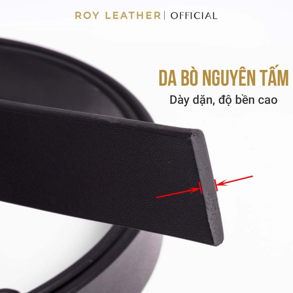 Thắt lưng nam da bò nguyên tấm khoá cài khuy D102 thương hiệu Roy Leather dây nịt nam da bò xịn