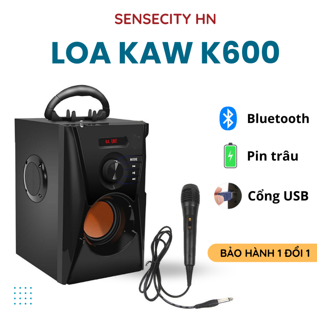 Loa Công Suất Lớn Hat Karaoke Bluetooth KAW K600 - Hàng chính hãng bảo hành 1 đổi 1