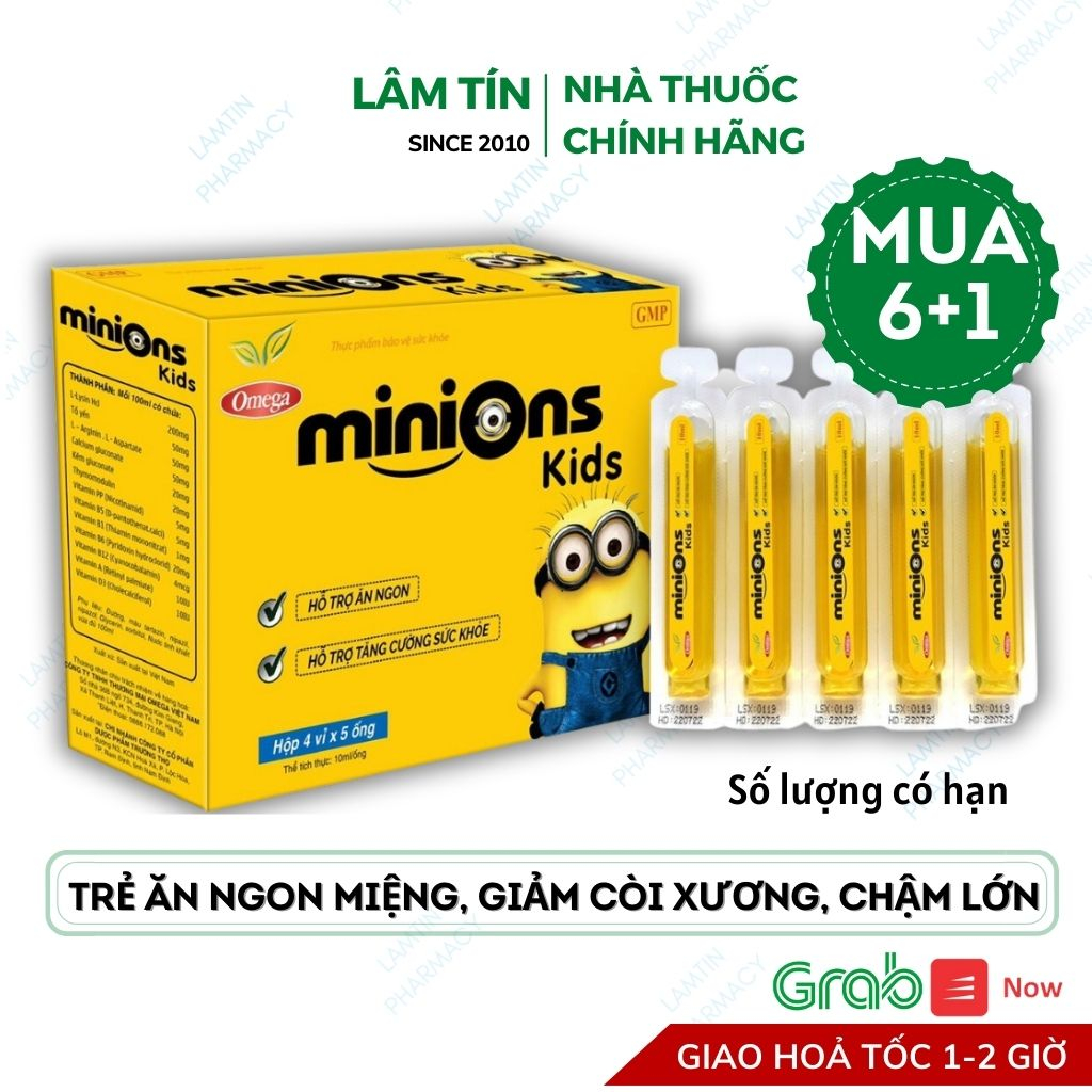 Minions kids giúp bé ăn ngon tiêu hóa tốt tăng cân hấp thu dinh dưỡng tăng đề kháng cơ thể Hộp 20 ống