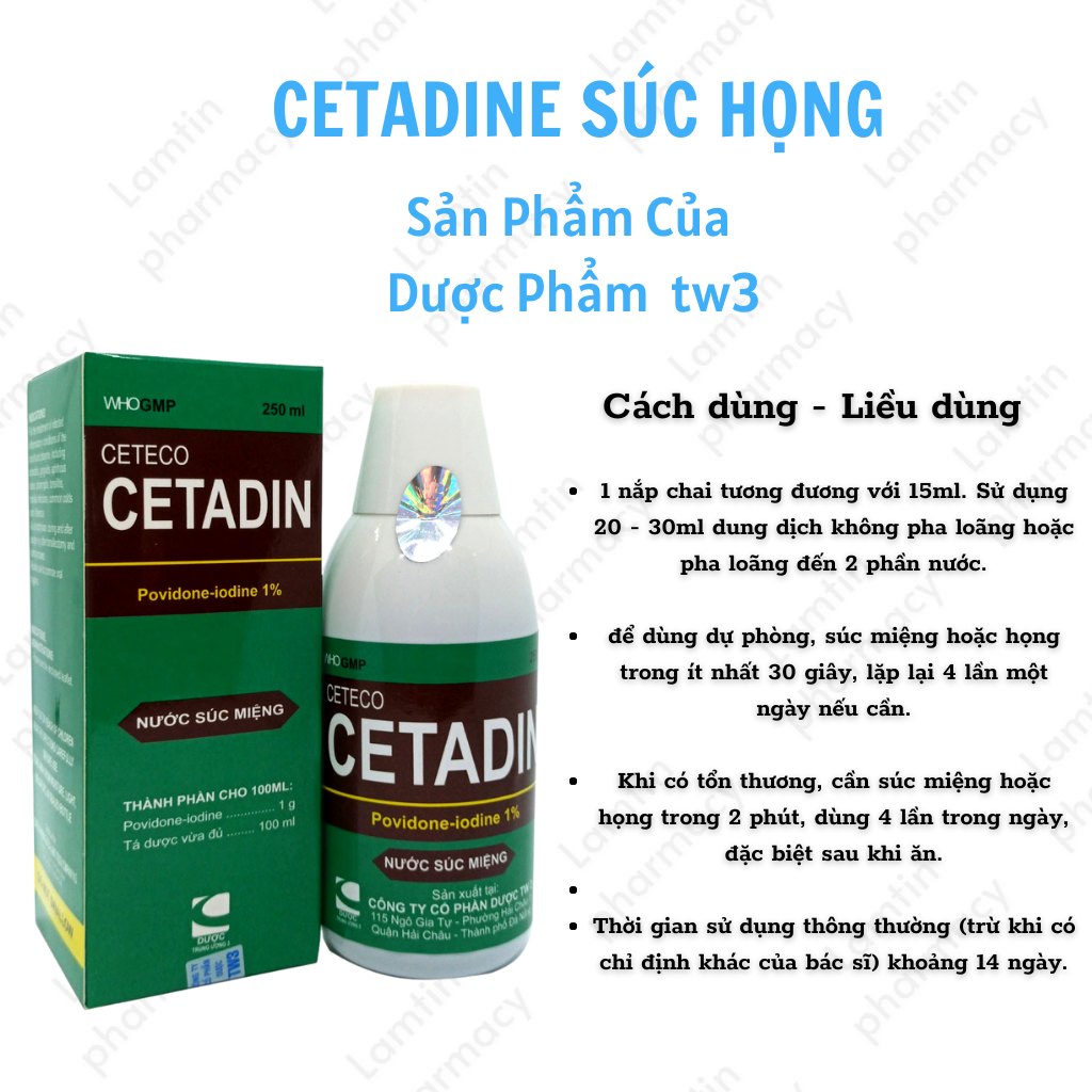 BETADINE Nước súc họng Gargle & Mouth Wash 125ml, hỗ trợ viêm họng, do trào ngược DD