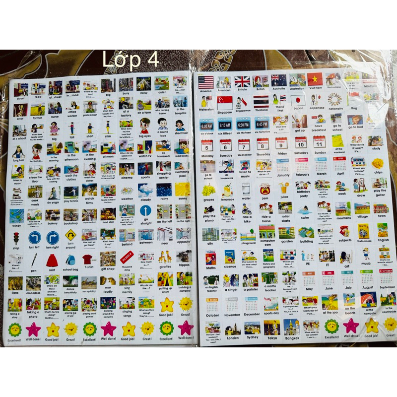 Sticker từ vựng tiếng anh (từ lớp 1-lớp 5)