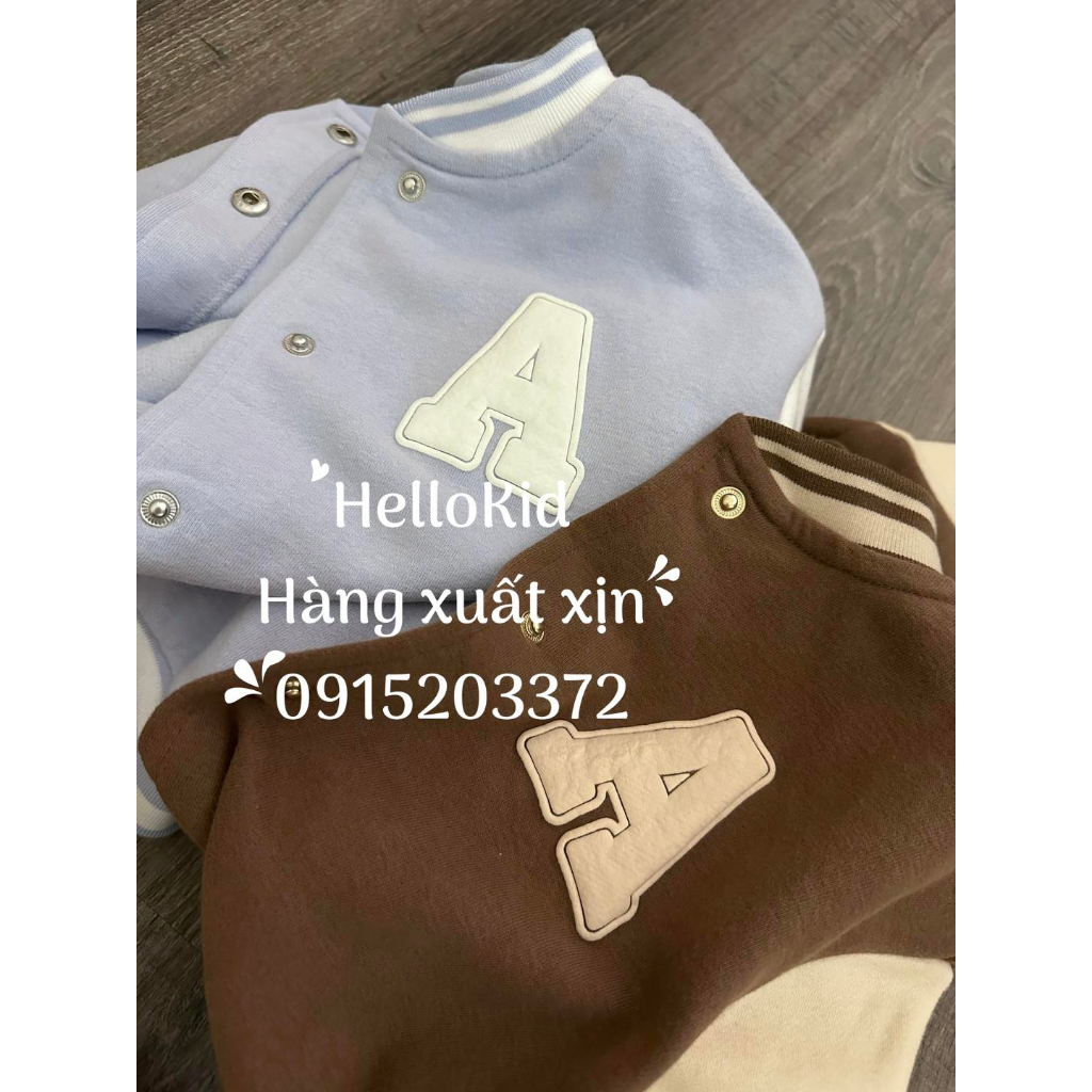 Áo khoác nỉ bomber chữ A cho bé