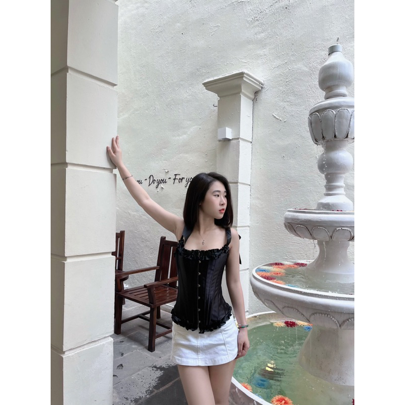 CORSET SATIN BUỘC NƠ