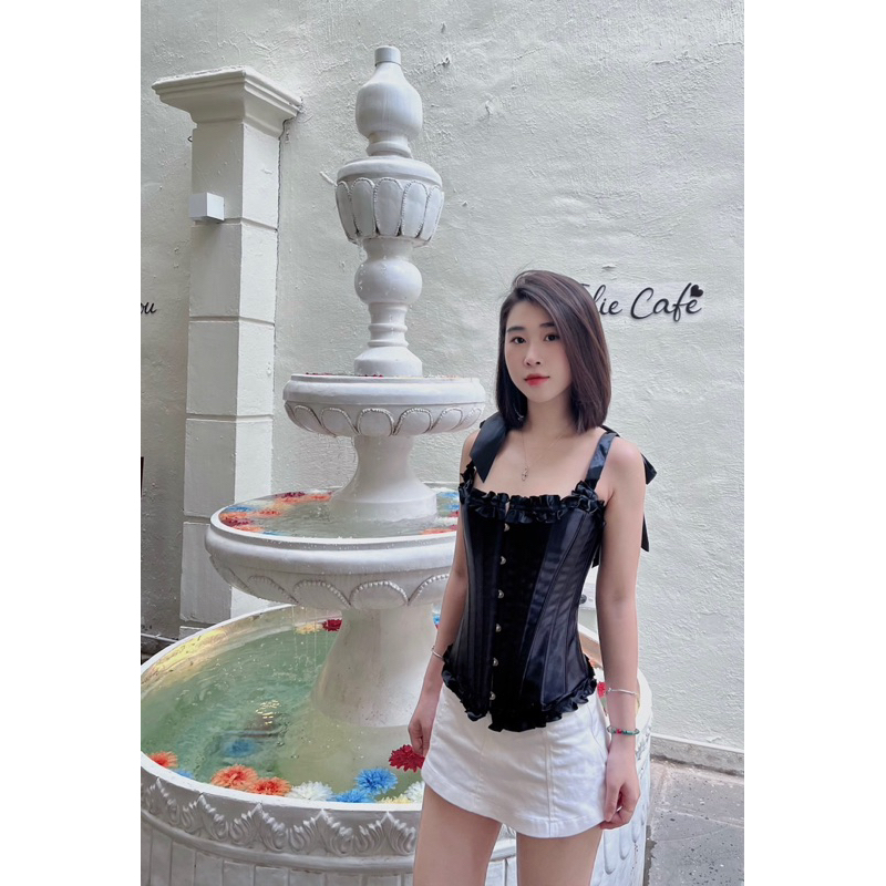 CORSET SATIN BUỘC NƠ