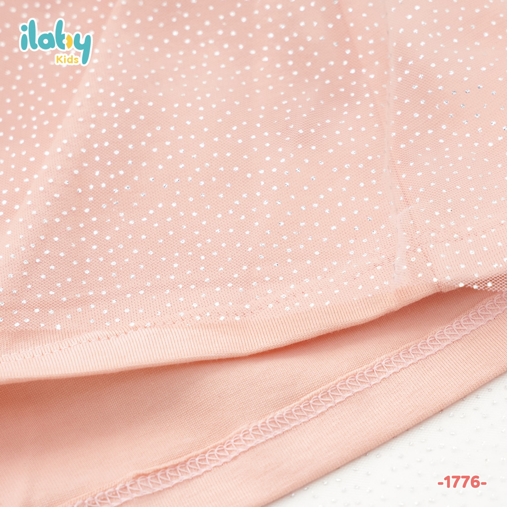 Váy cho bé gái ILABY phối lưới nhũ chất liệu cotton thoáng mát cho bé 10-35kg