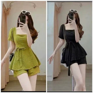 Sét bộ mặc nhà , đồ bộ nữ bigsize hằng moon, set bộ đùi xốp cổ vuông cột dây thắt eo