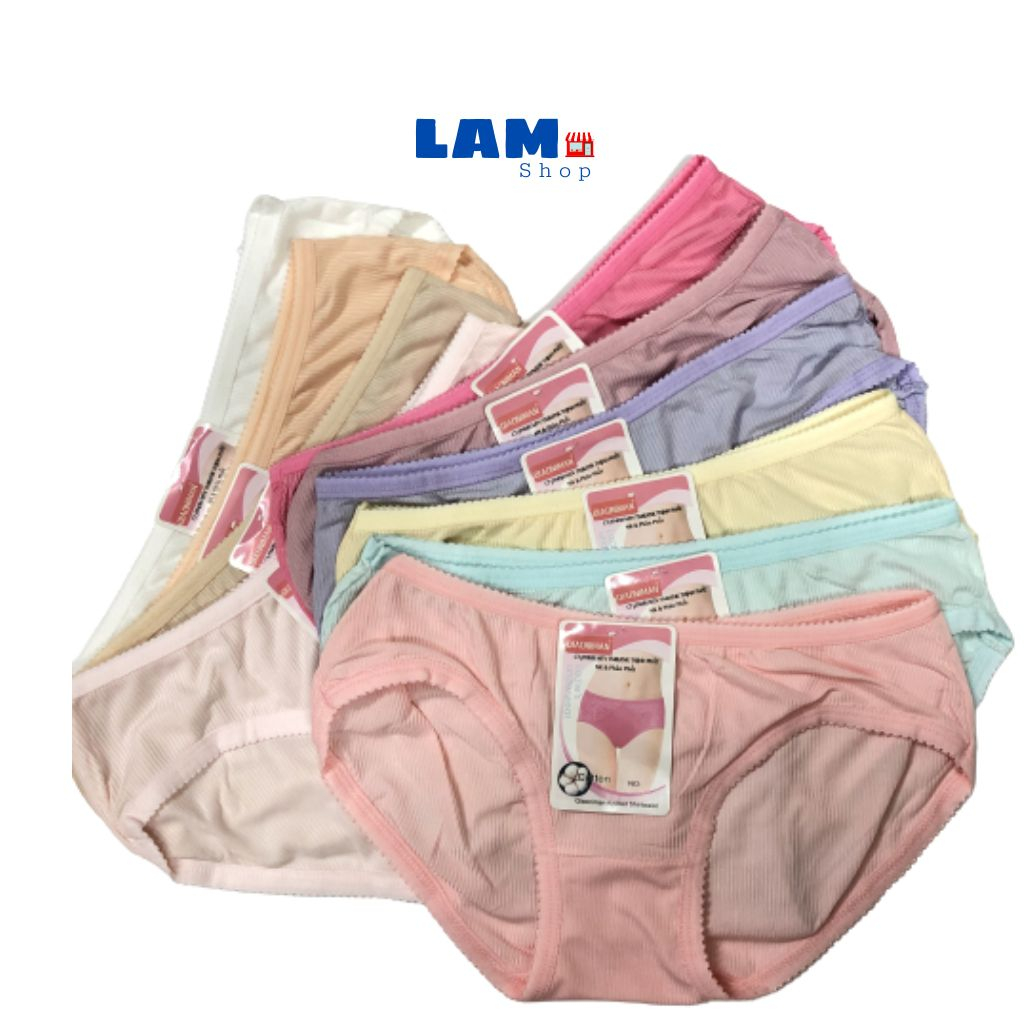 Quần Lót Nữ Rẻ, 30 - 55Kg, Chất Thun Tăm Mát, Co Giãn Tốt (Màu Ngẫu Nhiên) - Lam Shop Vn