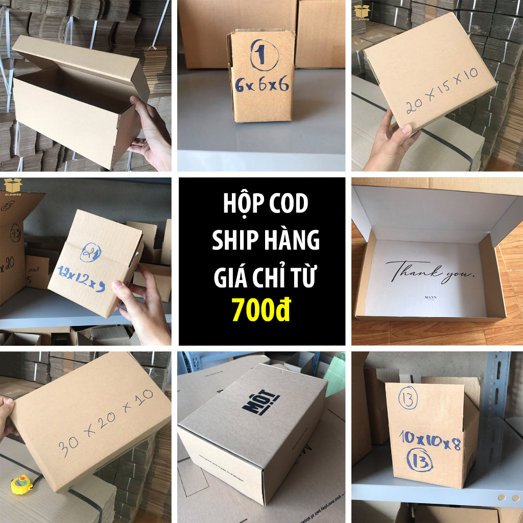 Hộp carton đóng hàng, hộp giấy thùng carton gói hàng tại Gumato, nhiêu size - số lượng 1 cái