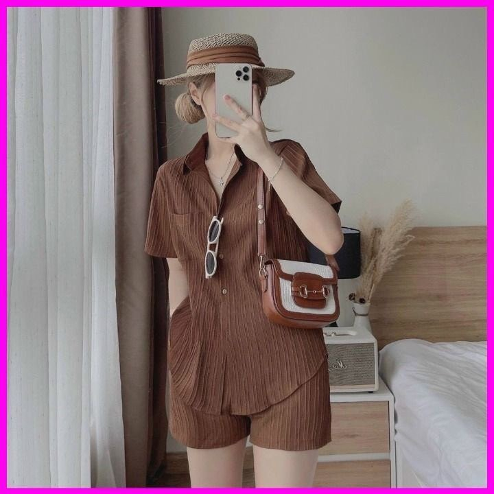 Set đũi gân quần đùi áo xẻ nơ lưng hot hit siêu xinh  Mã   - MYNA