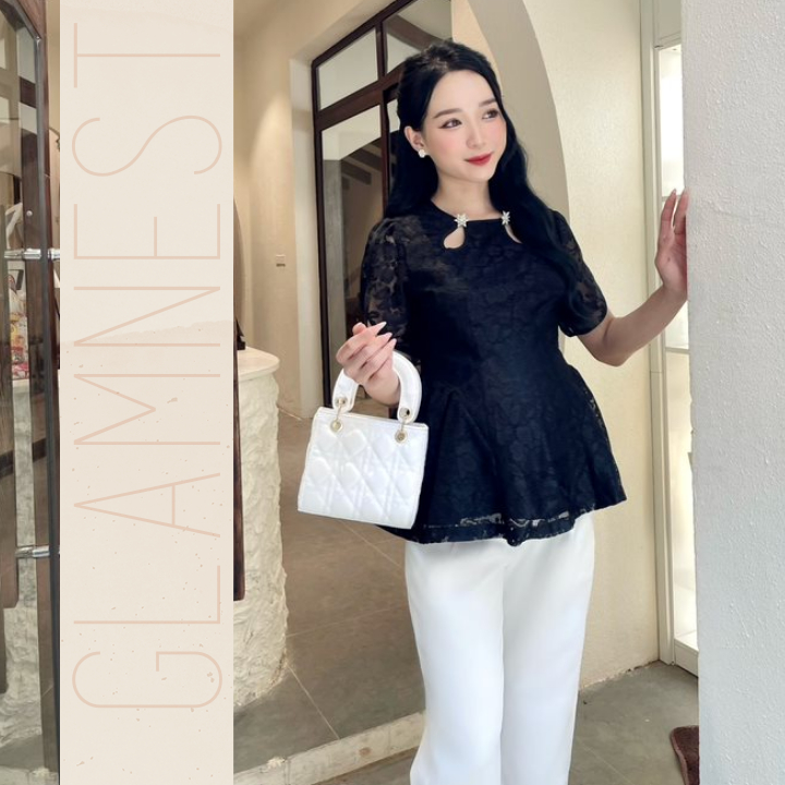 Áo bầu xinh bigsize mặc mùa hè chất ren mềm mại Glam Nest AS032