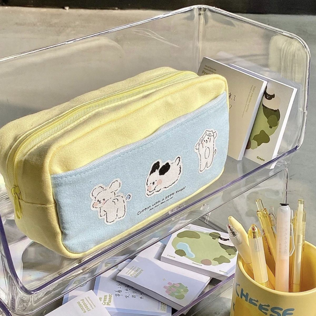 Túi bút blue doggie Tô Tại Tại  vải canvas hoạt tiết cún dễ thương  MBH04