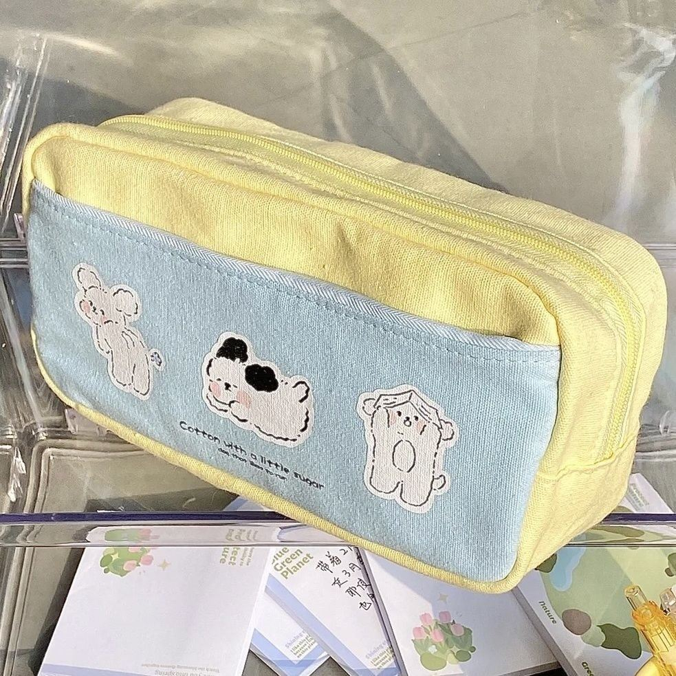 Túi bút blue doggie Tô Tại Tại  vải canvas hoạt tiết cún dễ thương  MBH04