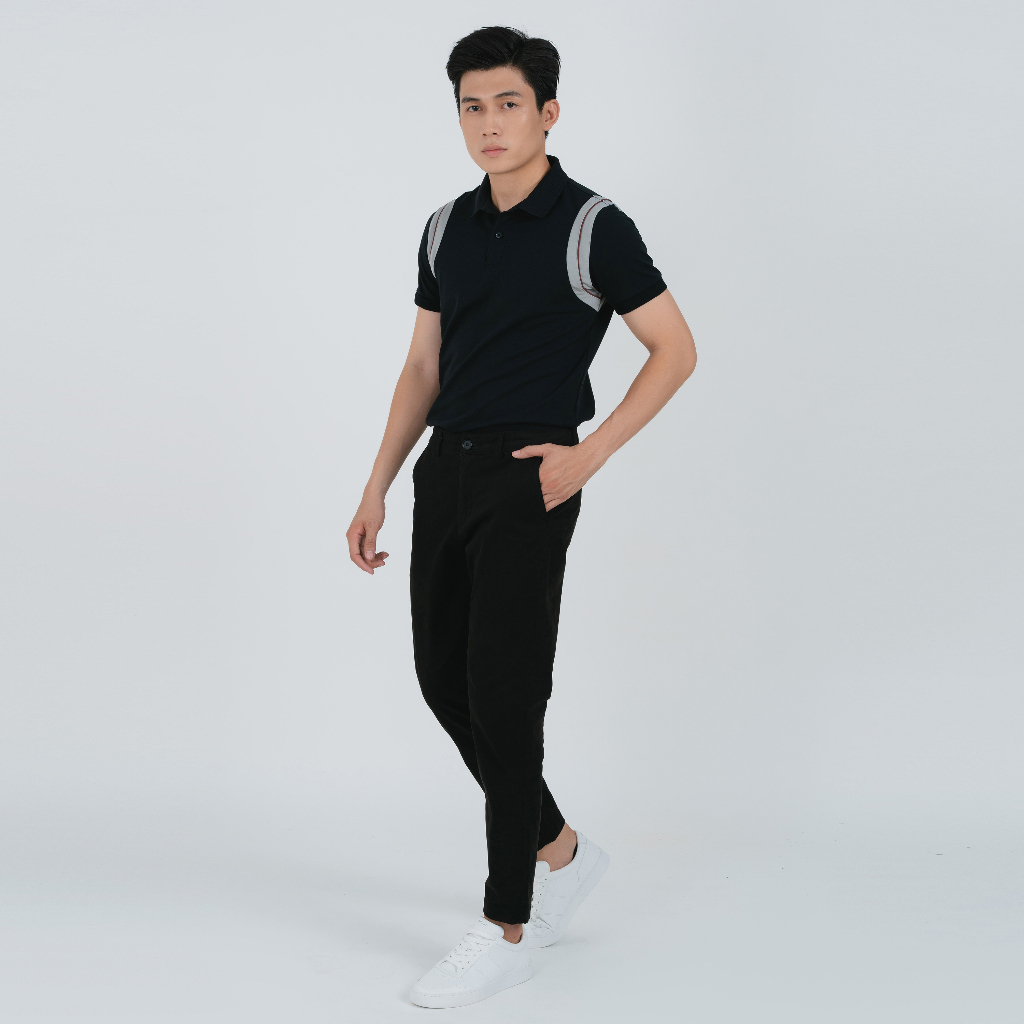 Áo Polo nam BOWKER LEEVUS phối 2 bên vai, vải CVC cá sấu, form regular APL299