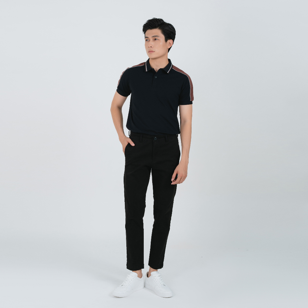 Áo Polo nam RAKES LEEVUS phối vai và cổ, vải CVC cá sấu, form regular APL301